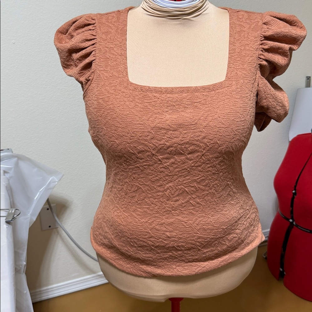 Nine West Terracotta Textured Top